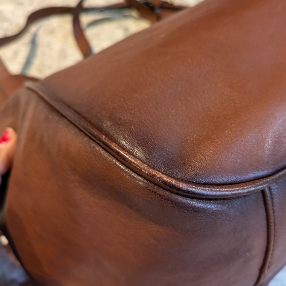 Frye Madison Cognac Leather Shoulder Hobo Bag - Picture 11 of 16